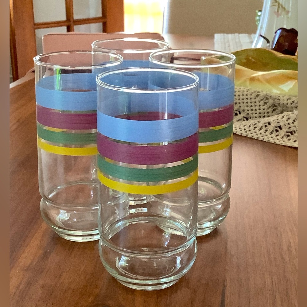Vintage set of four candy stripe tumblers by Gibson